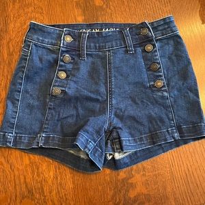 fun double fly button jean shorts
